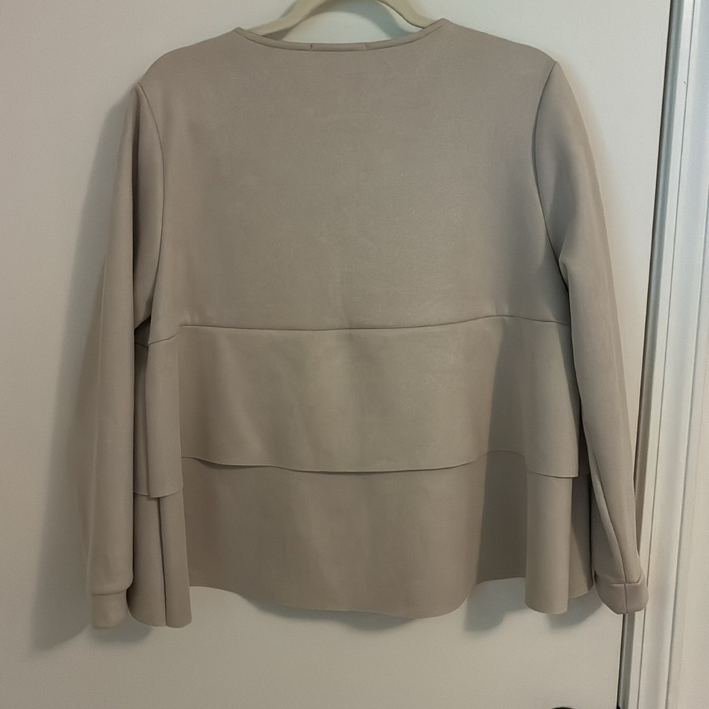 Trisha Tyler Tan Suede Full Zip Jacket PL - Picture 5 of 7